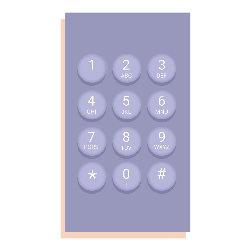 Smartphone keypad showing number and letter buttons vector