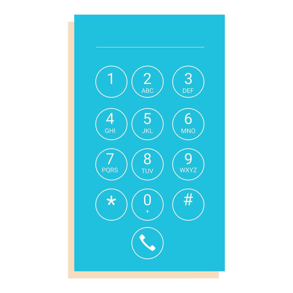 Smartphone keypad displaying numbers and symbols for communication vector