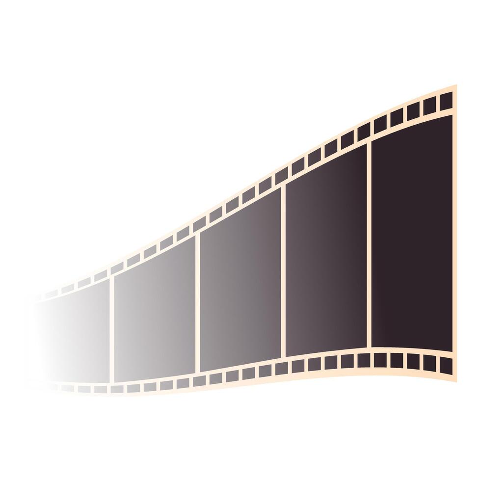 Curved perspective of a 35mm film strip fading to white on a white background vector