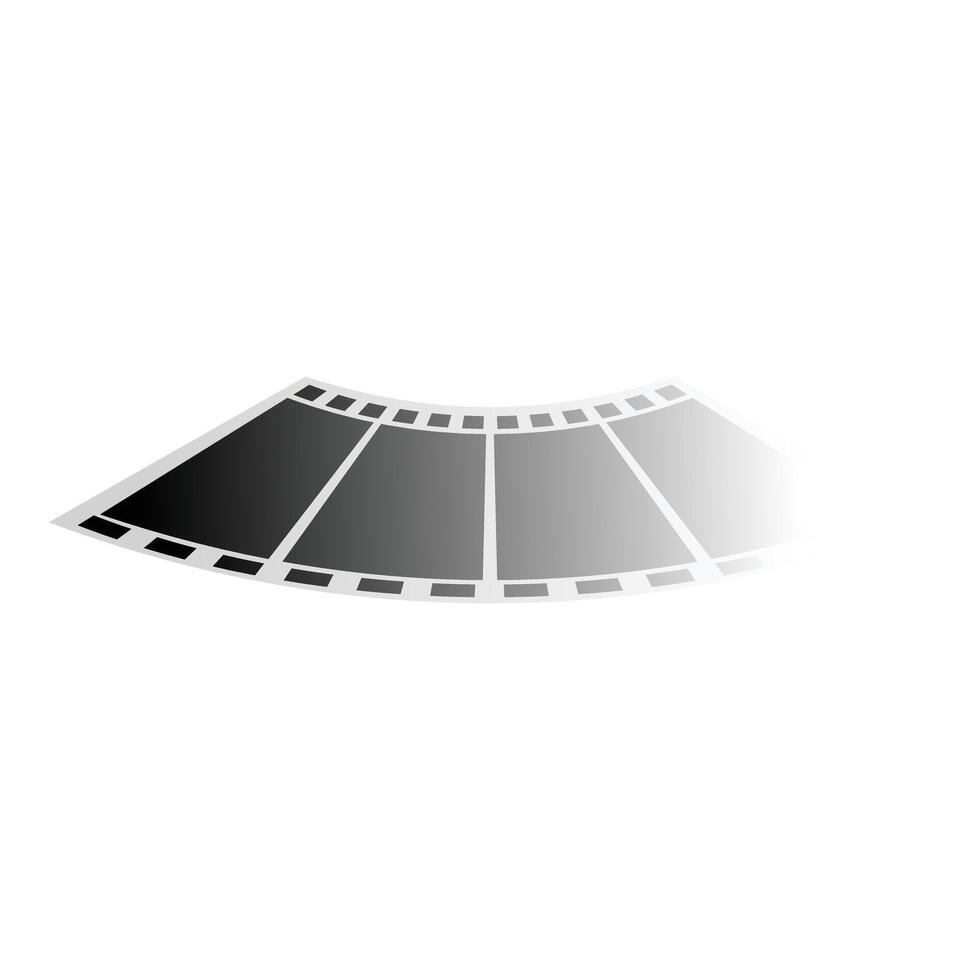 Curved blank film strip fading into white background vector