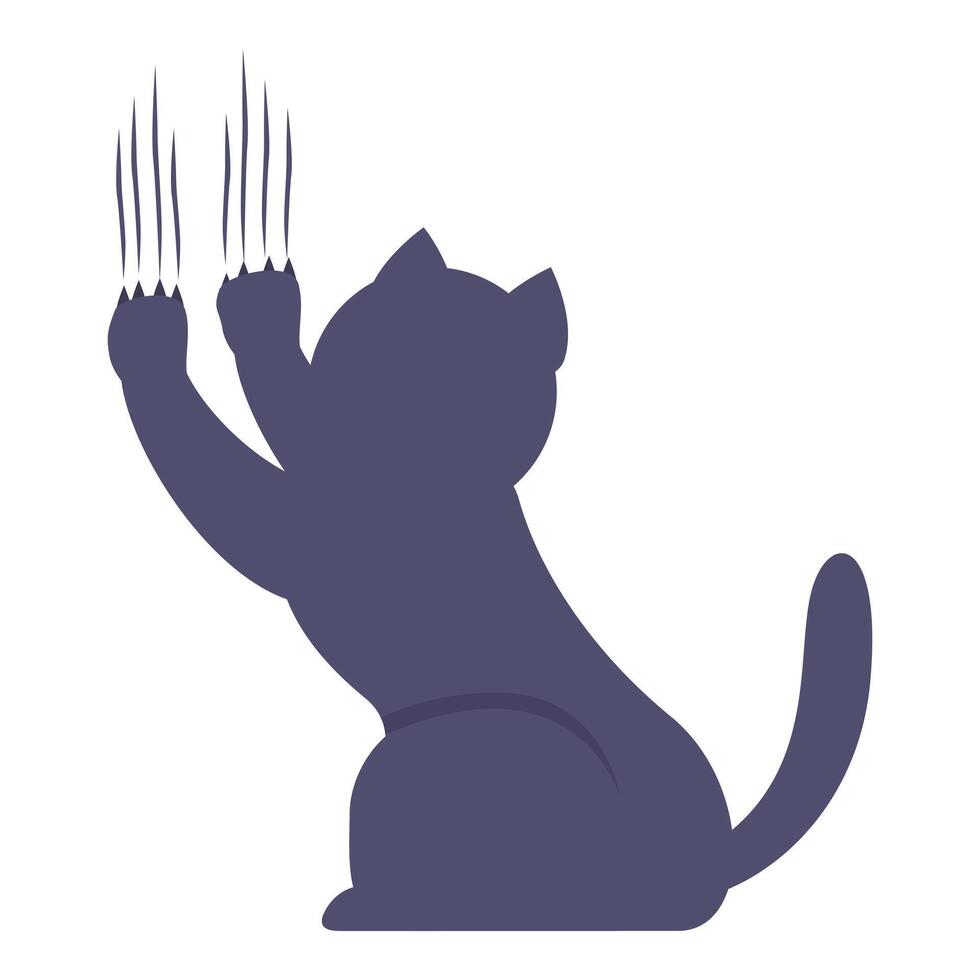 Cat scratching with claws extended in silhouette vector
