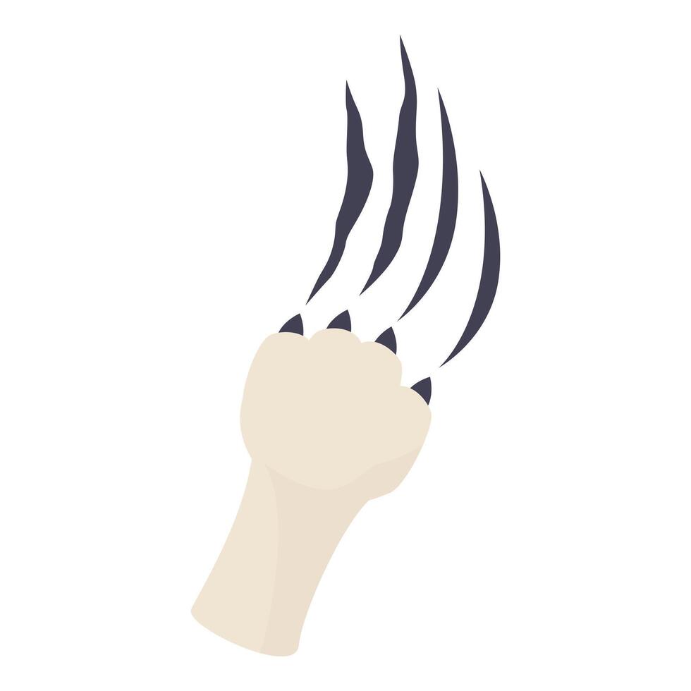 Hand with sharp claws scratching, threatening, monster or animal attacking vector