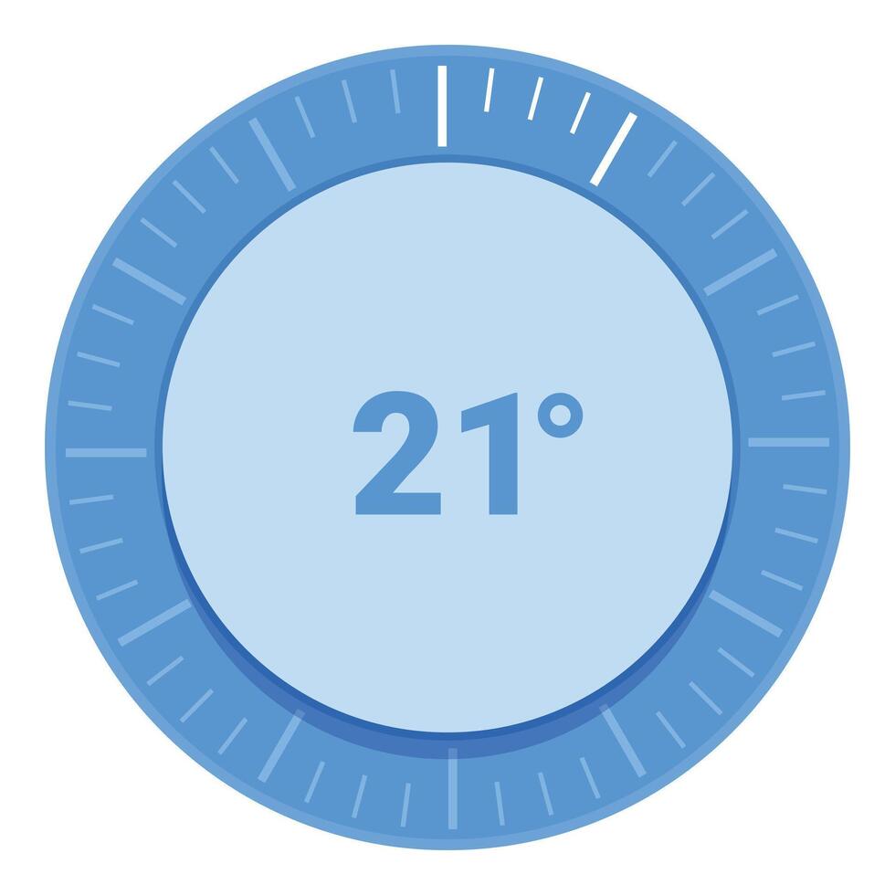 Round thermostat showing temperature at twenty one degrees celsius vector