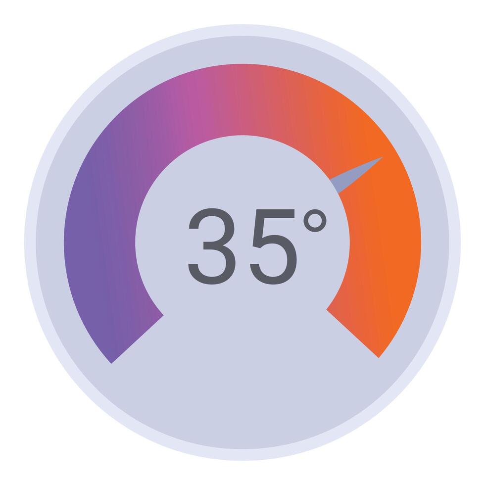 Circular temperature gauge showing 35 degrees celsius vector