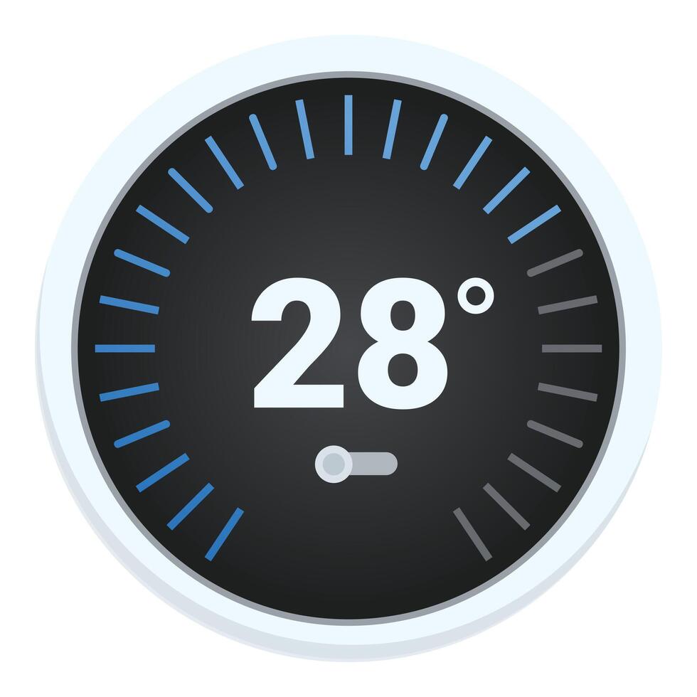 Modern round thermostat showing temperature is increasing vector