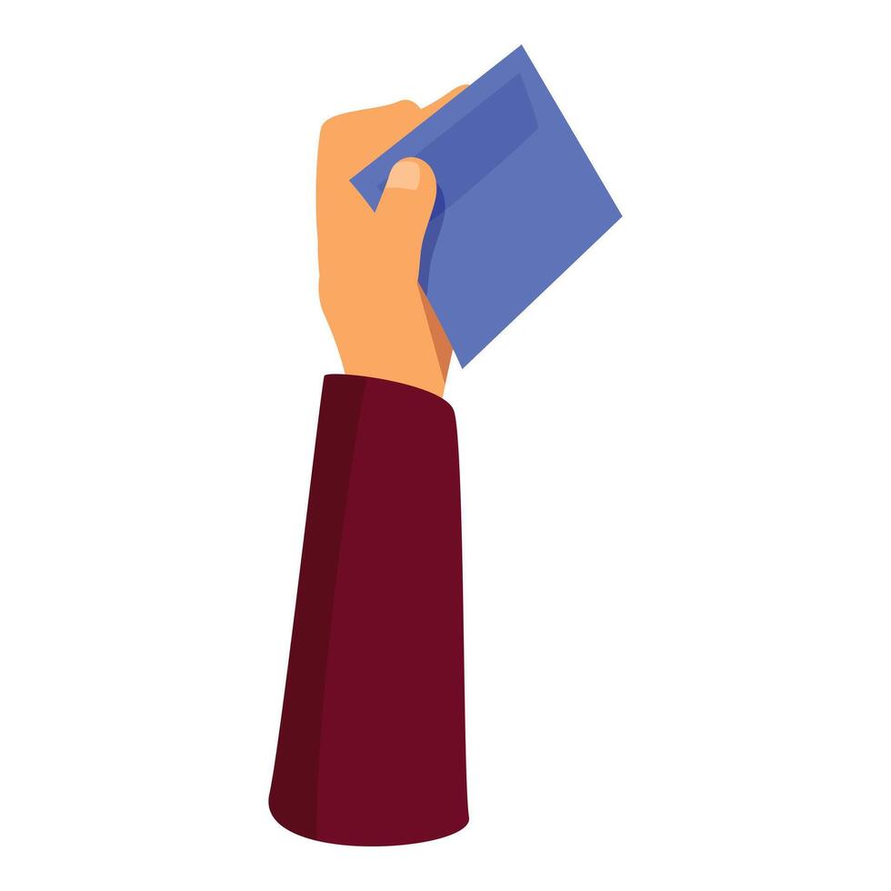 Businessman hand holding visiting card giving business card vector