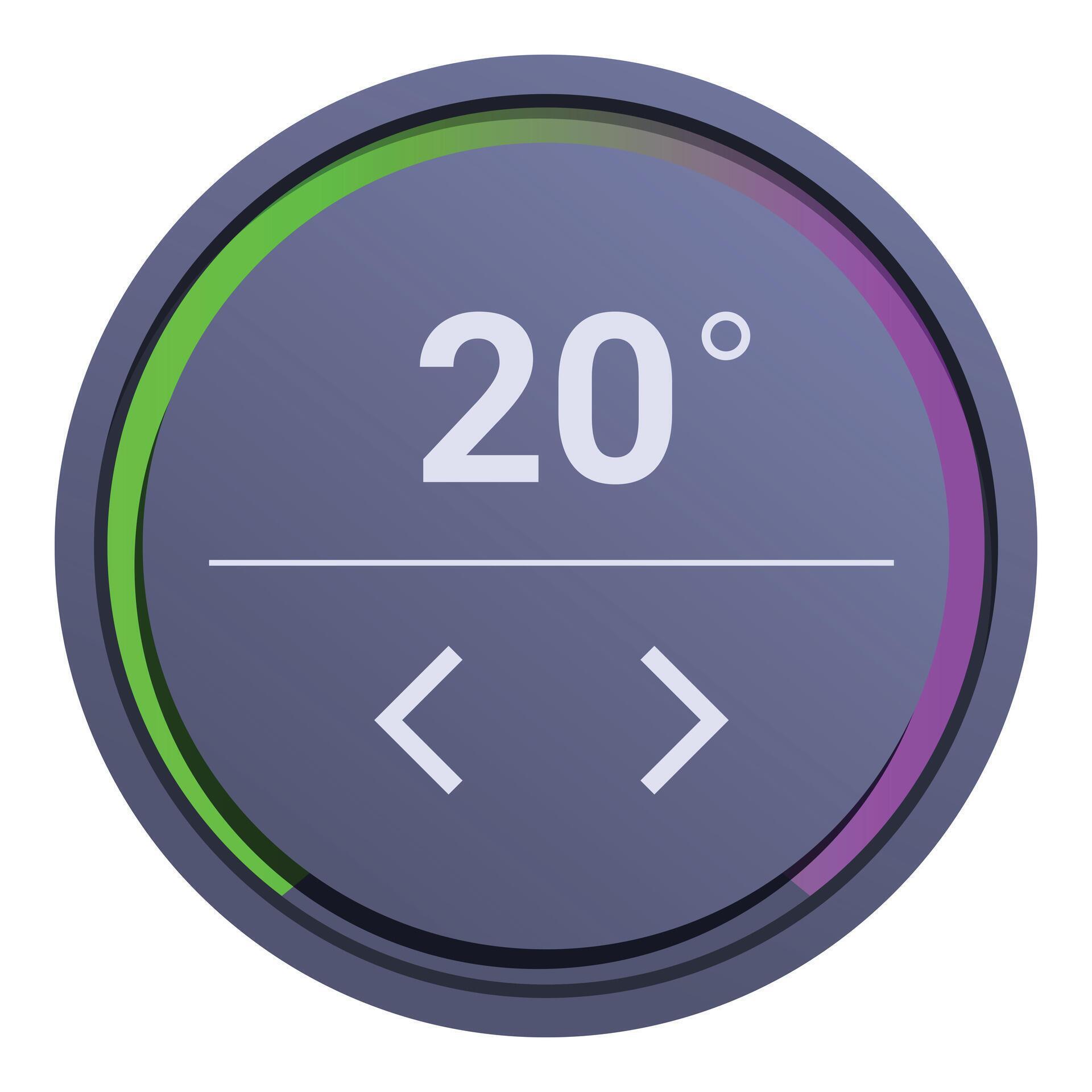 Round thermostat showing temperature allowing to increase or decrease ...