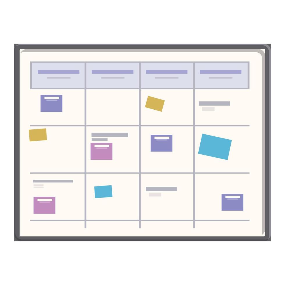 Project management board showing tasks being tracked and organized vector