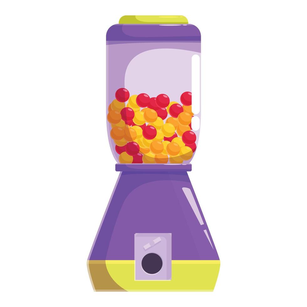 Round bubble gum dispensing machine with yellow and red chewing gum balls vector