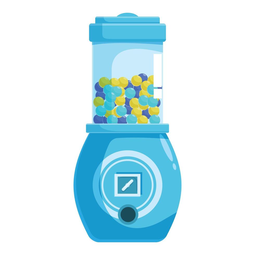 Blue gumball machine dispensing candy using coin slot vector