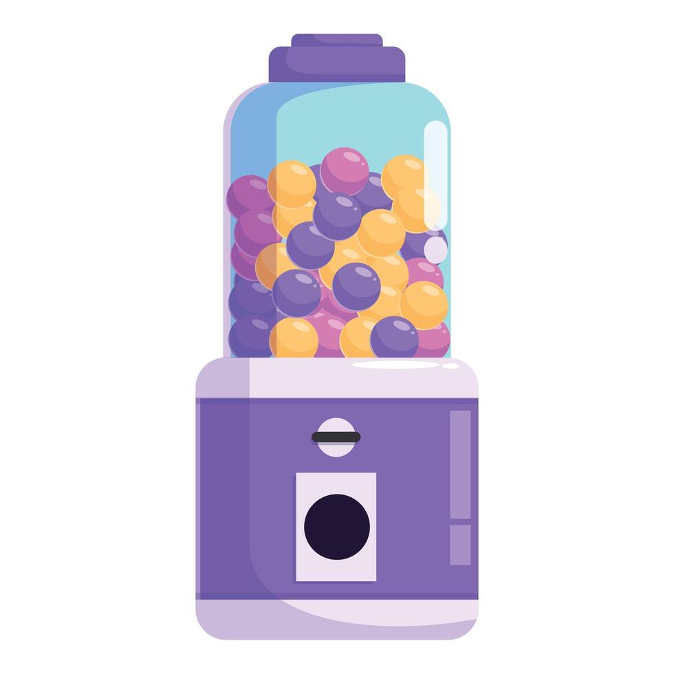 Modern gumball vending machine dispensing colorful candy vector