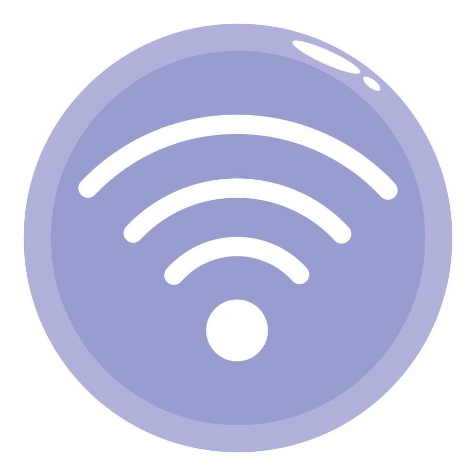 Wifi symbol displaying internet connection status in purple circle vector