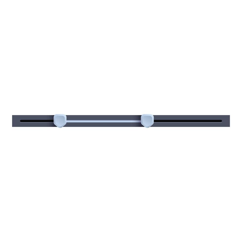 Dark slider bar with two light blue handles being adjusted vector