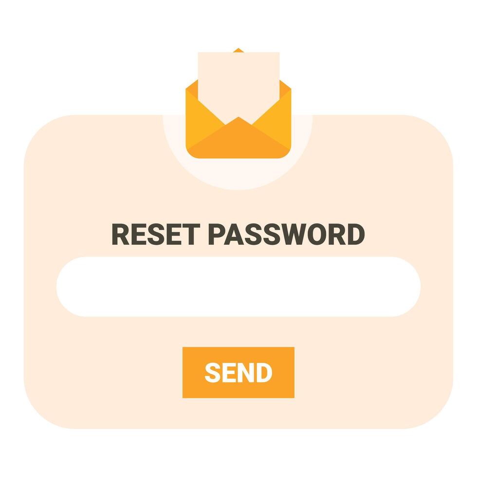 Reset password form with envelope sending email notification vector