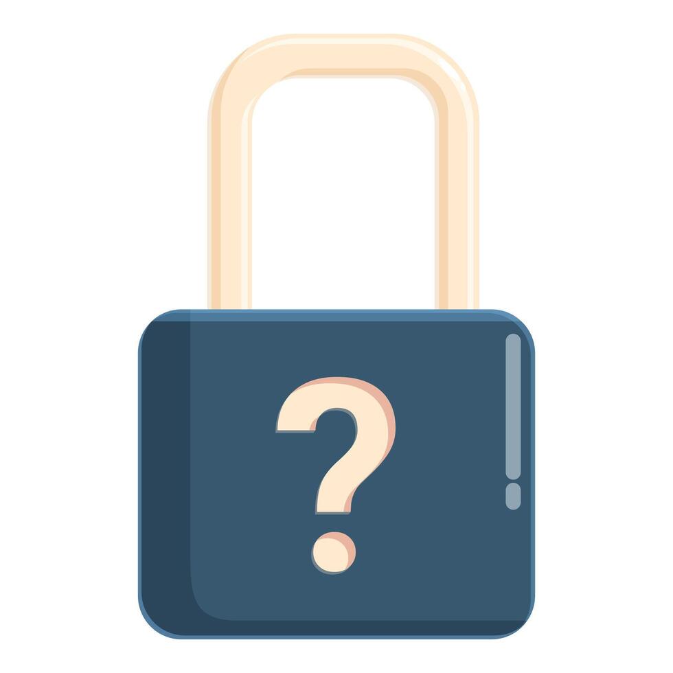 Closed padlock displaying question mark raising security concerns vector
