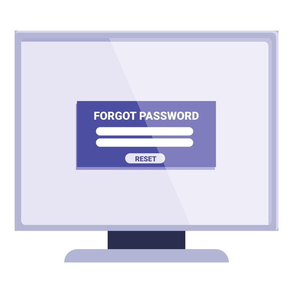 Computer screen displaying forgot password notification for account login vector