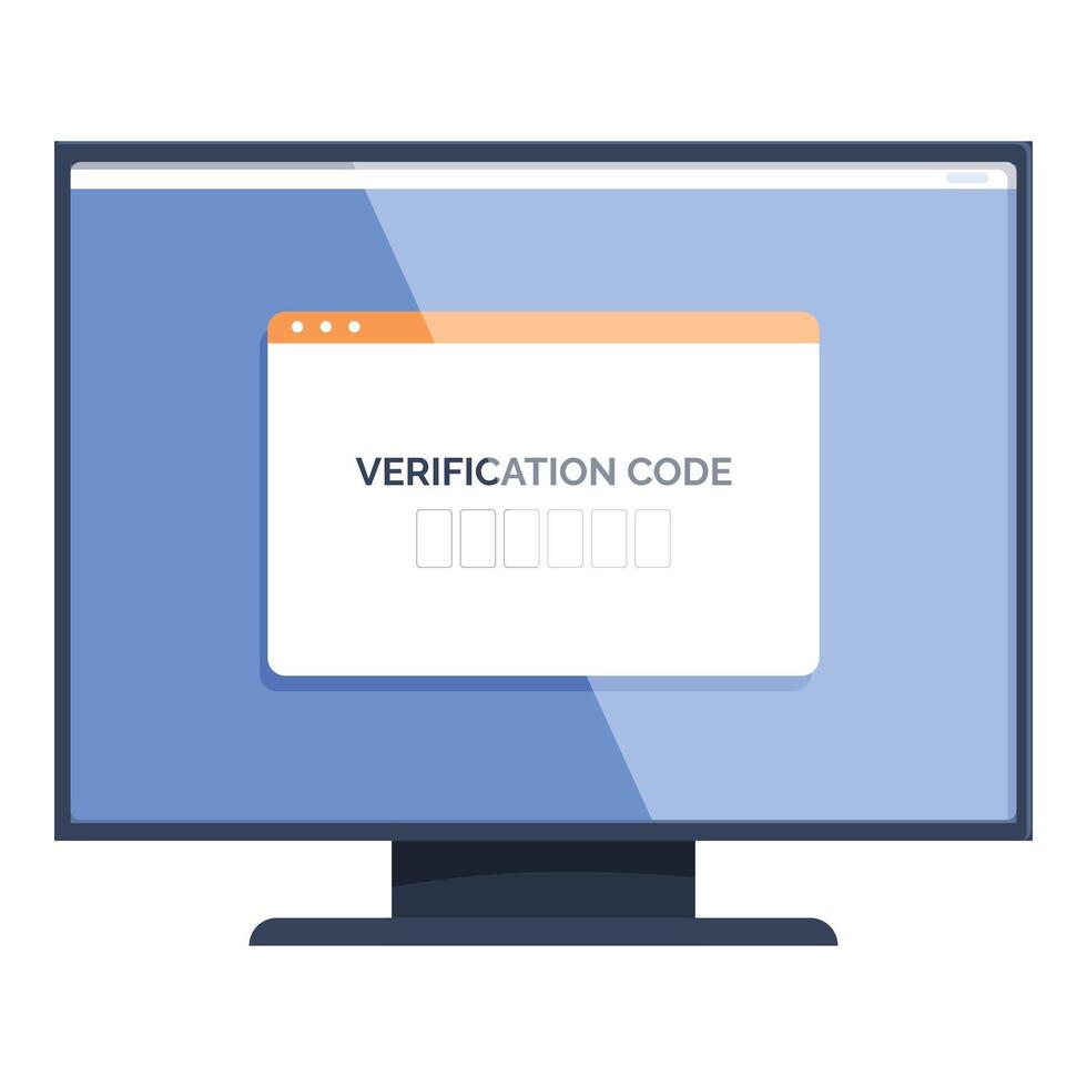 Computer screen displaying verification code entry form vector