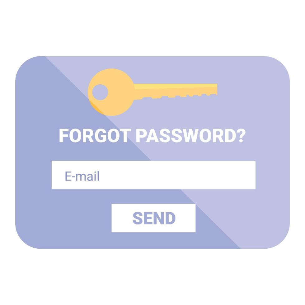 Online form asking user to enter email for forgotten password vector