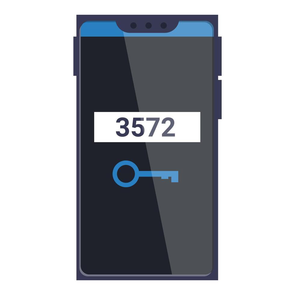 Smartphone displaying two factor authentication requesting pin code vector