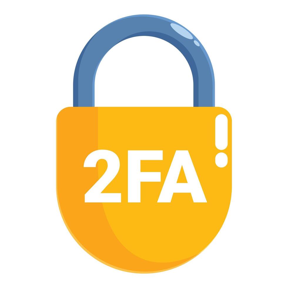 Yellow padlock protecting using two factor authentication system vector