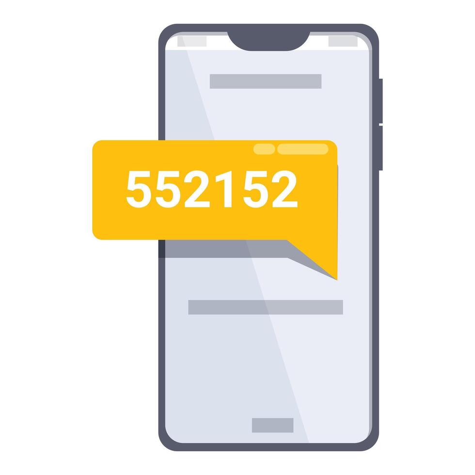 Smartphone showing one time password notification on screen vector