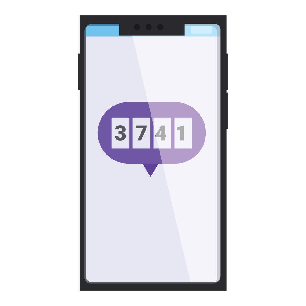 Smartphone showing verification code on screen for two factor authentication vector