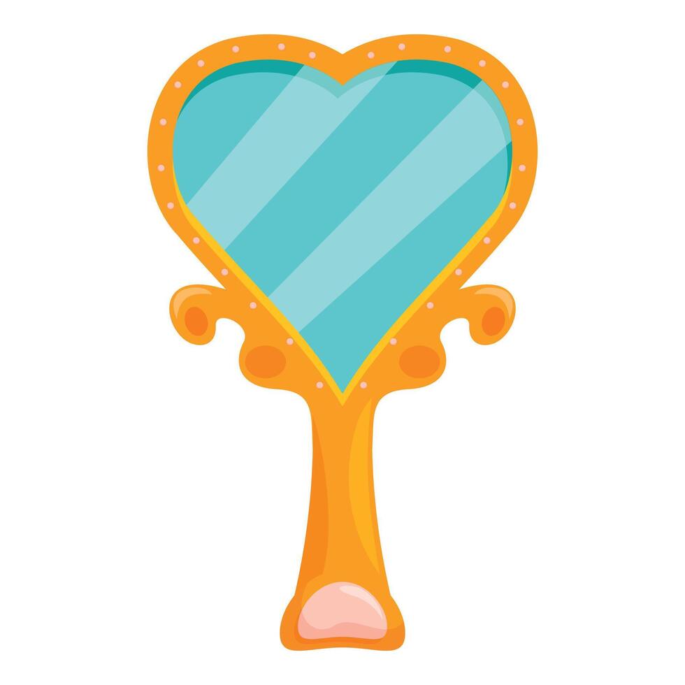 Cartoon heart shaped mirror reflecting on white background vector