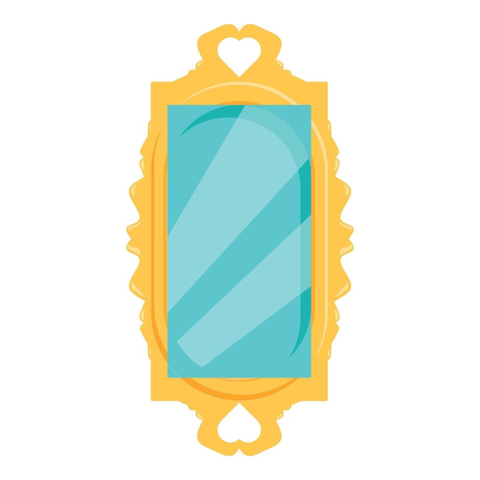 Ornate gold mirror reflecting light on white background vector