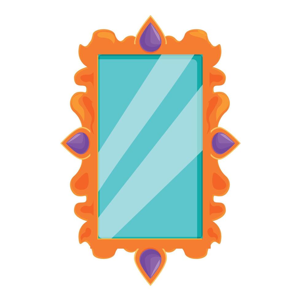 Orange mirror with ornate frame reflecting light vector