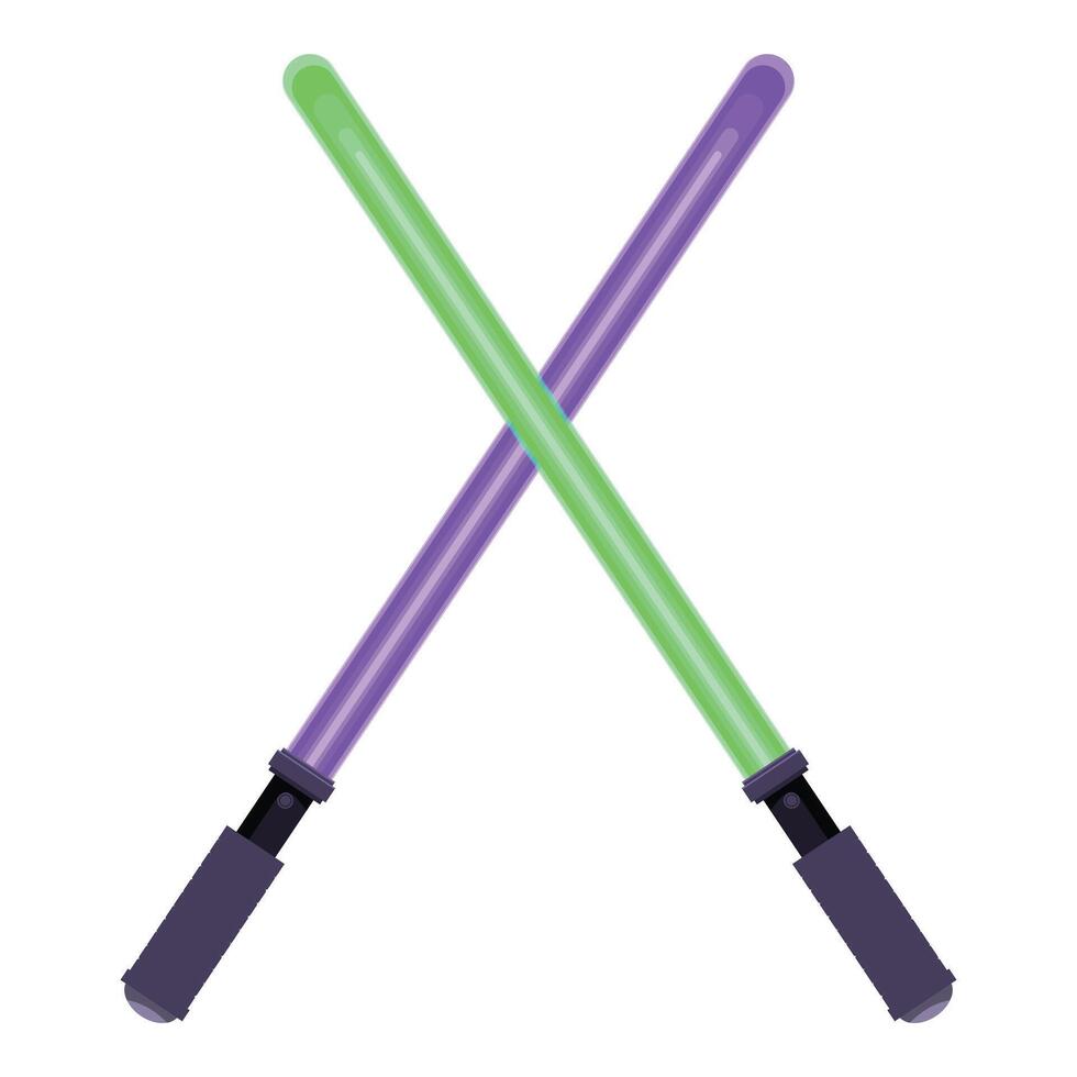 Two crossed futuristic lightsabers forming an x shape vector