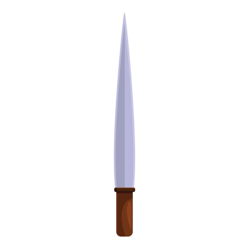 Ancient metal dagger with wooden hilt pointing up isolated on white background vector