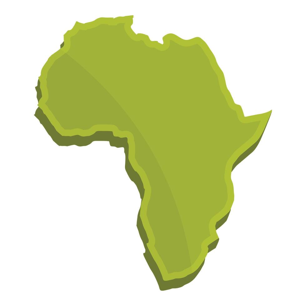 Green 3d map of africa showing borders and countries vector