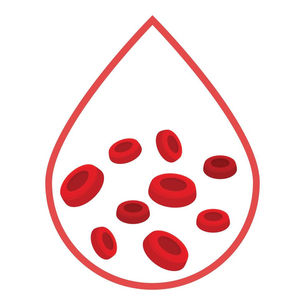 Red blood cells flowing inside blood drop shape vector