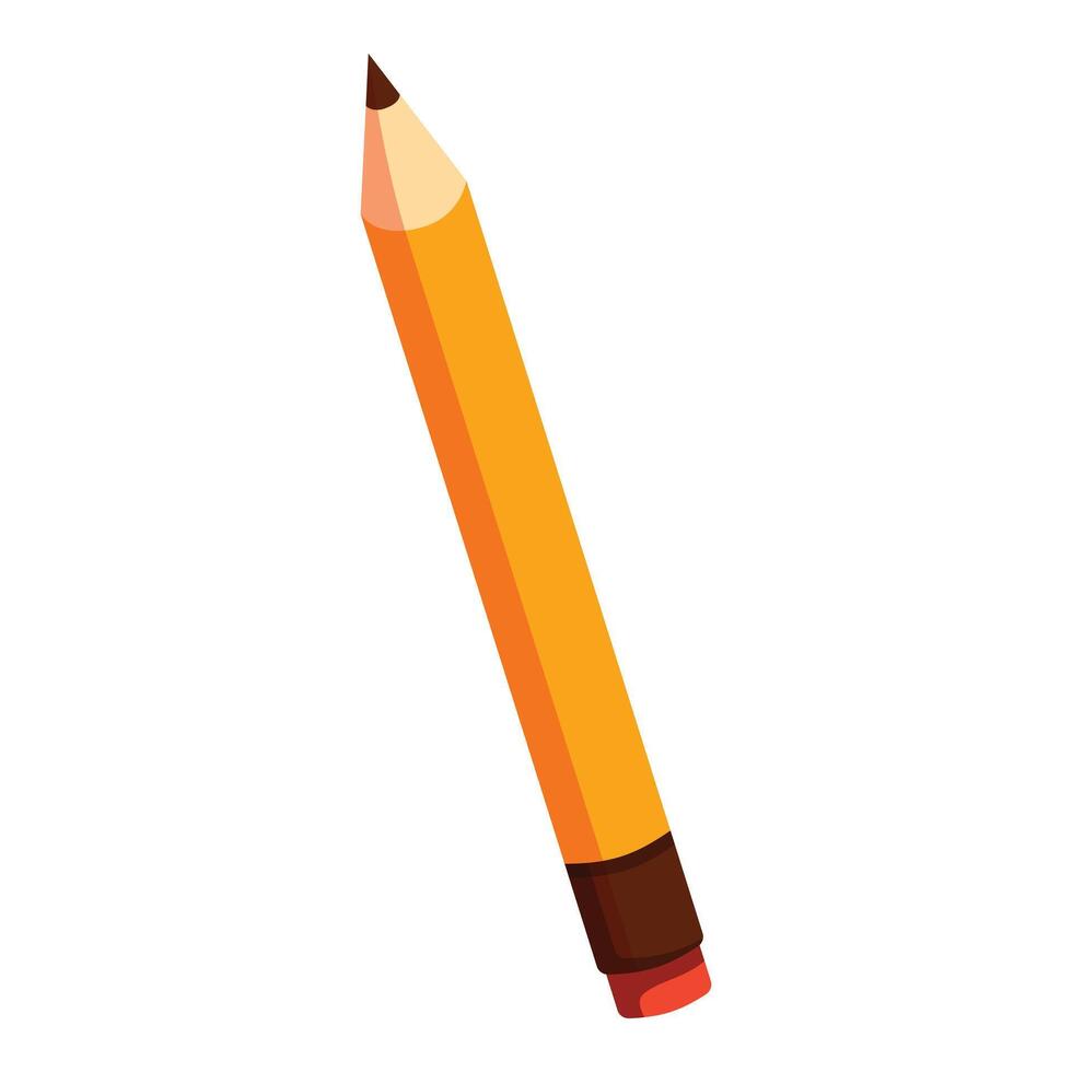 Classic yellow pencil pointing down left isolated on white background vector
