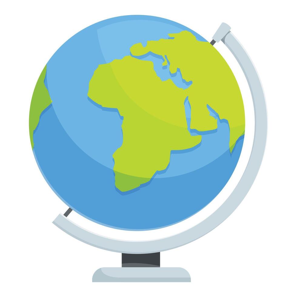 Blue and green globe rotating on stand showing africa and asia vector