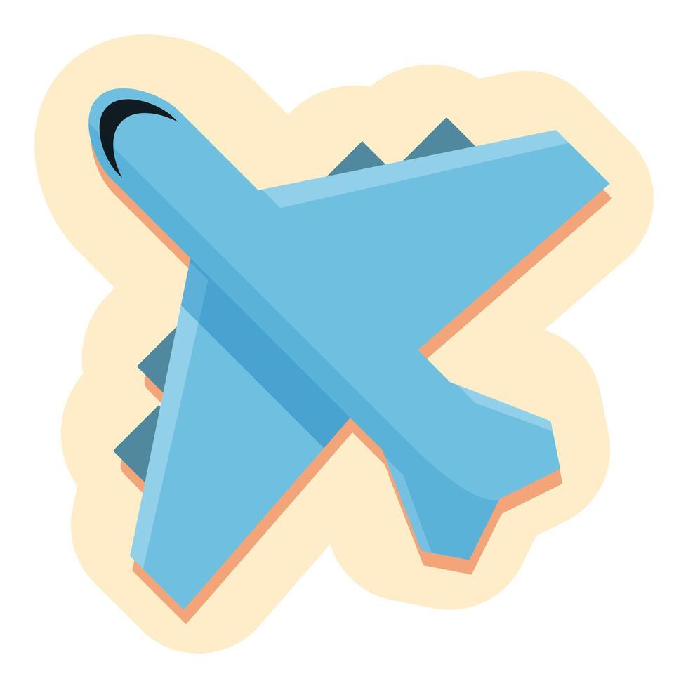 Blue airplane flying over yellow background vector