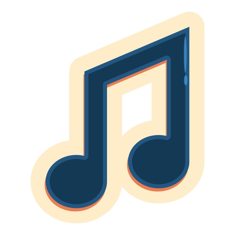 Blue eighth note floating over a yellow background vector