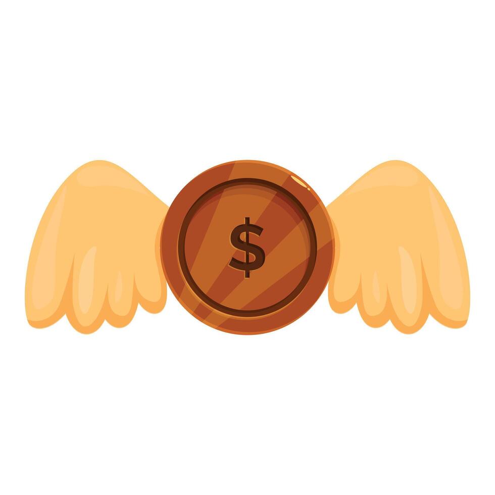 Golden coin with wings flying representing fast easy money transfer concept vector