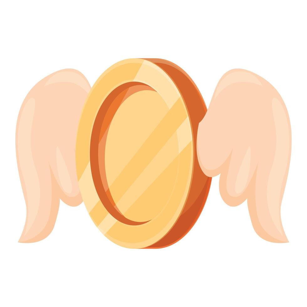 Golden coin with wings flying representing fast easy money transfer concept vector