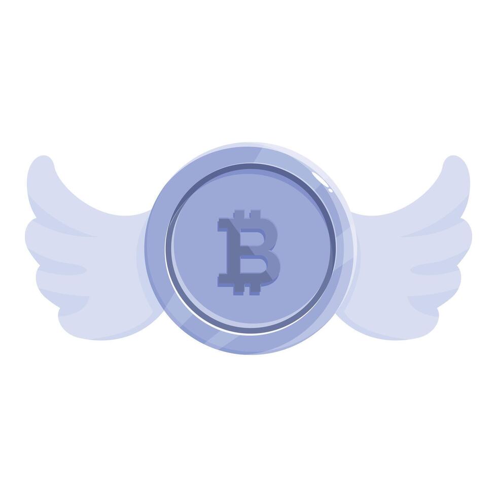 Bitcoin cryptocurrency coin flying with angel wings vector