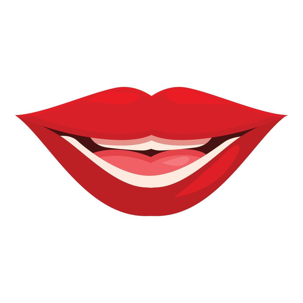Red lips showing teeth smiling mouth open vector illustration