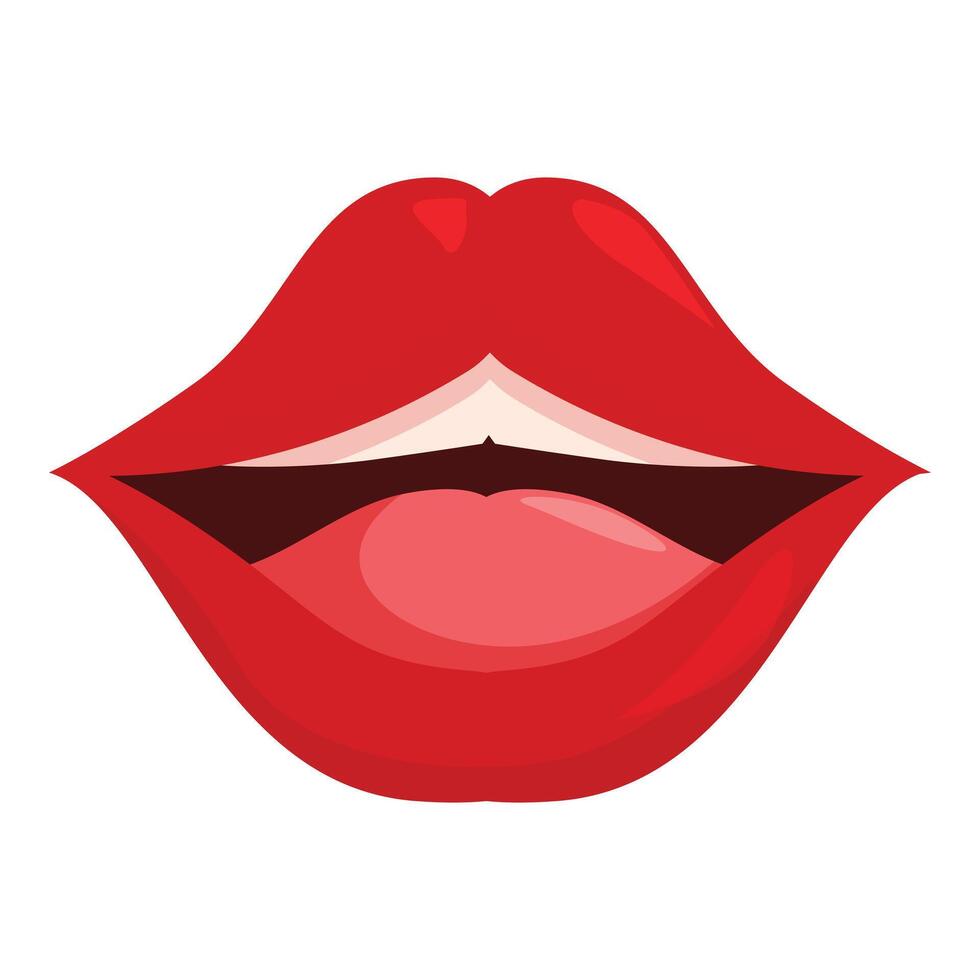 Red lips showing tongue making sexy gesture vector