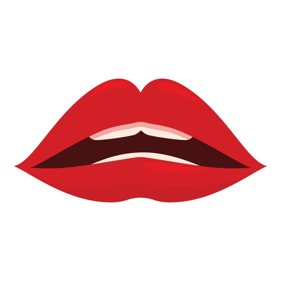 Red lips showing teeth slightly open mouth talking lips vector
