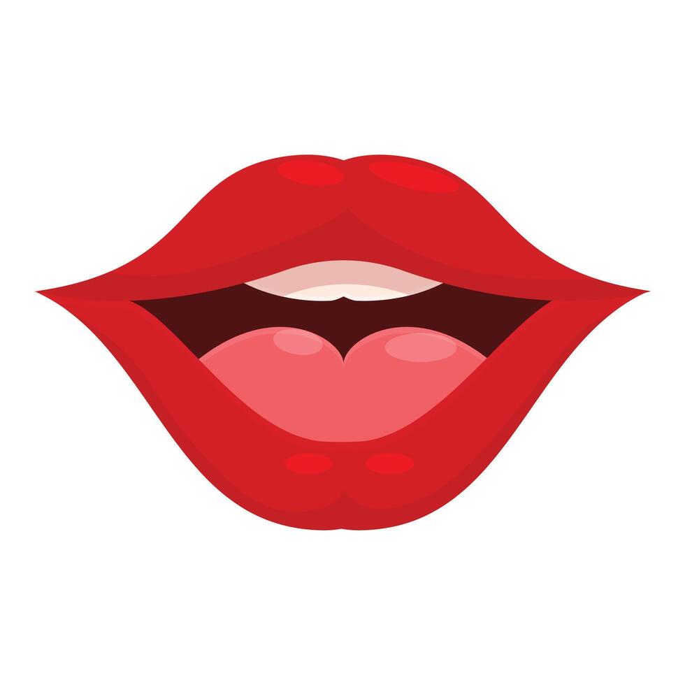 Cartoon illustration of red lips showing tongue licking lips vector