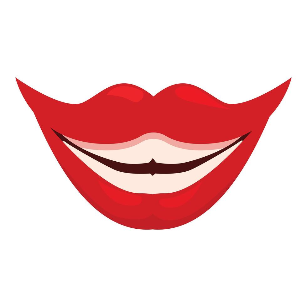 Woman red lips showing white teeth smiling vector