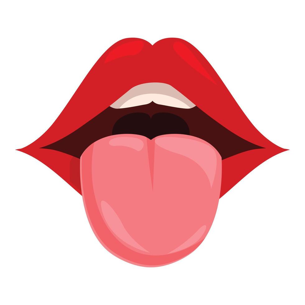 Woman mouth showing tongue licking lips sensual expression vector