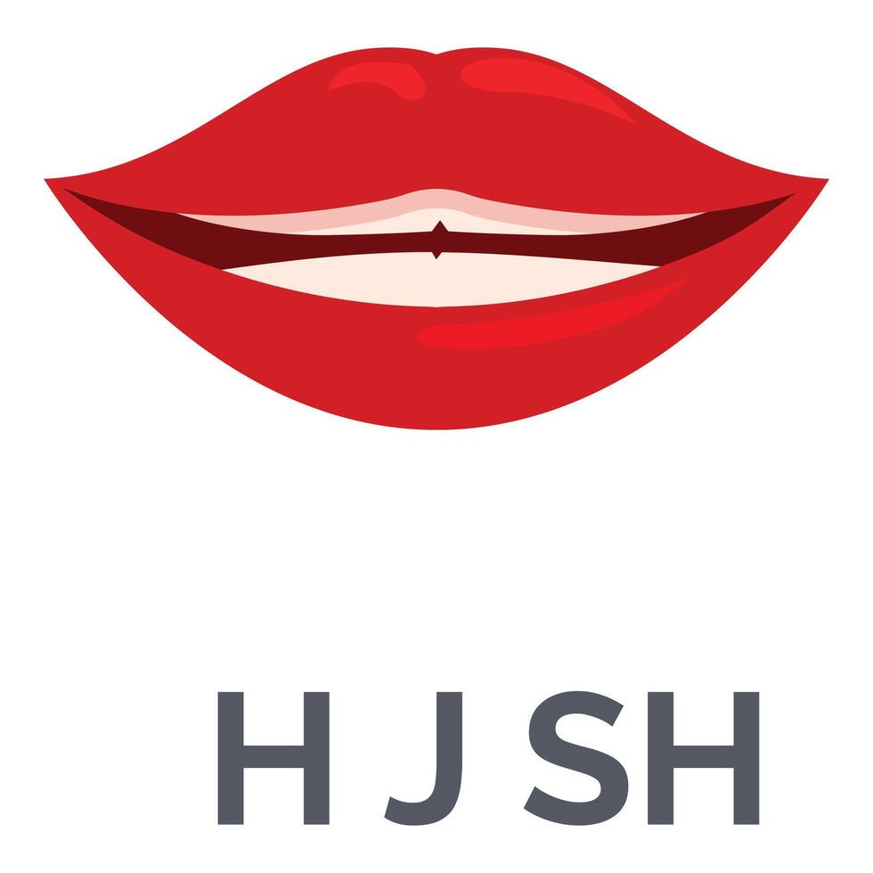 Red lips showing teeth smiling mouth icon vector