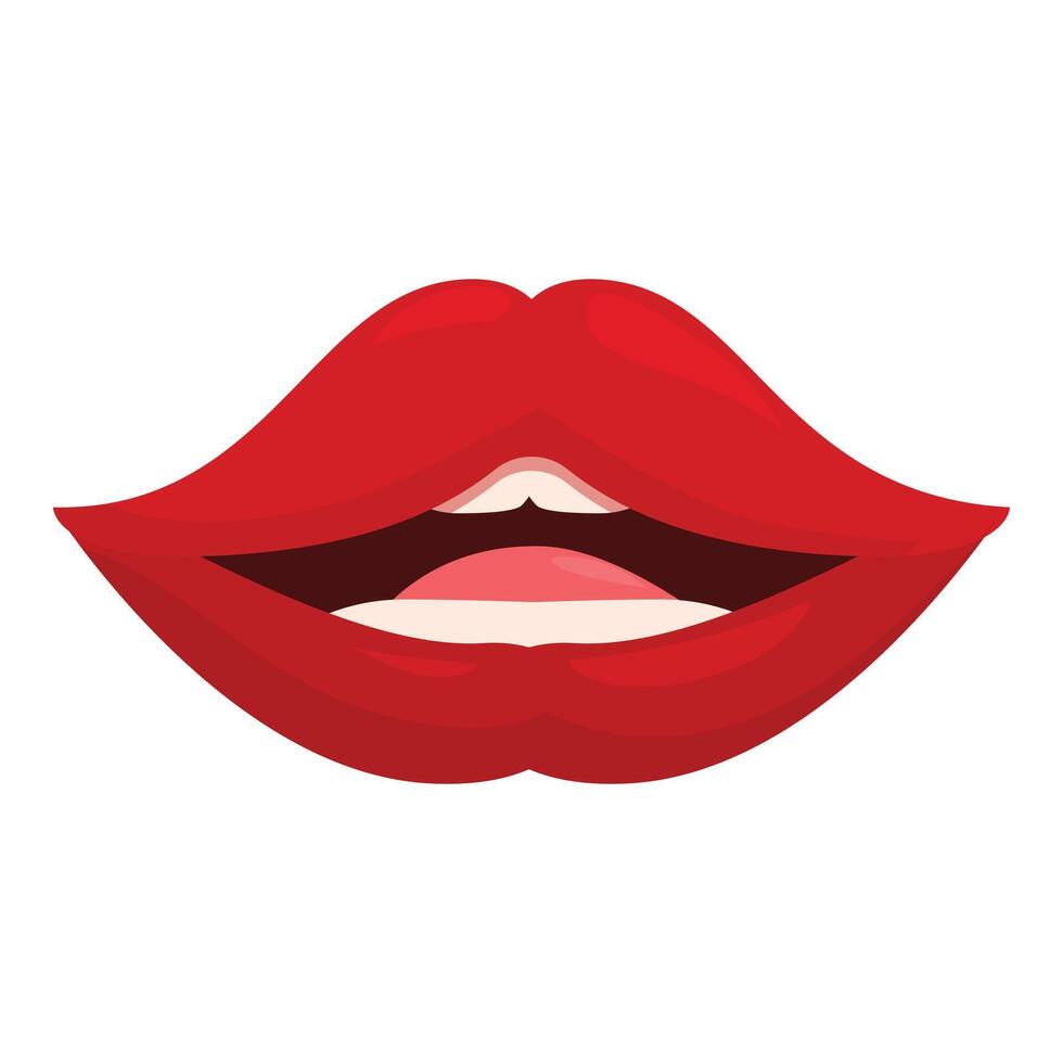 Red lips smiling showing teeth open mouth vector