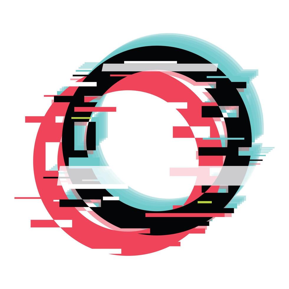 Abstract vibrant shapes creating glitch effect on white background vector