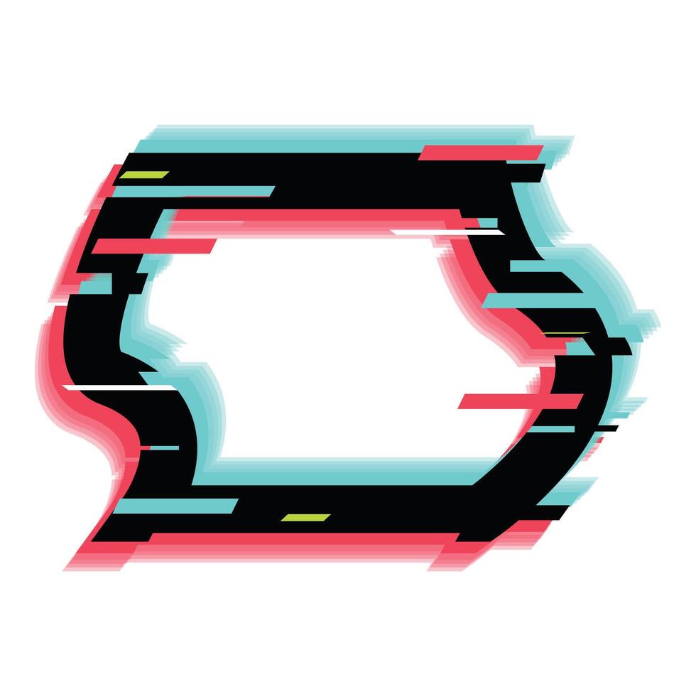 Black speech bubble frame glitching with trendy colors vector